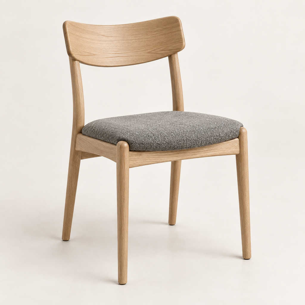 [BH-STL-002-01] Hekla Upholstered Dining Chair (Oak, Grey)