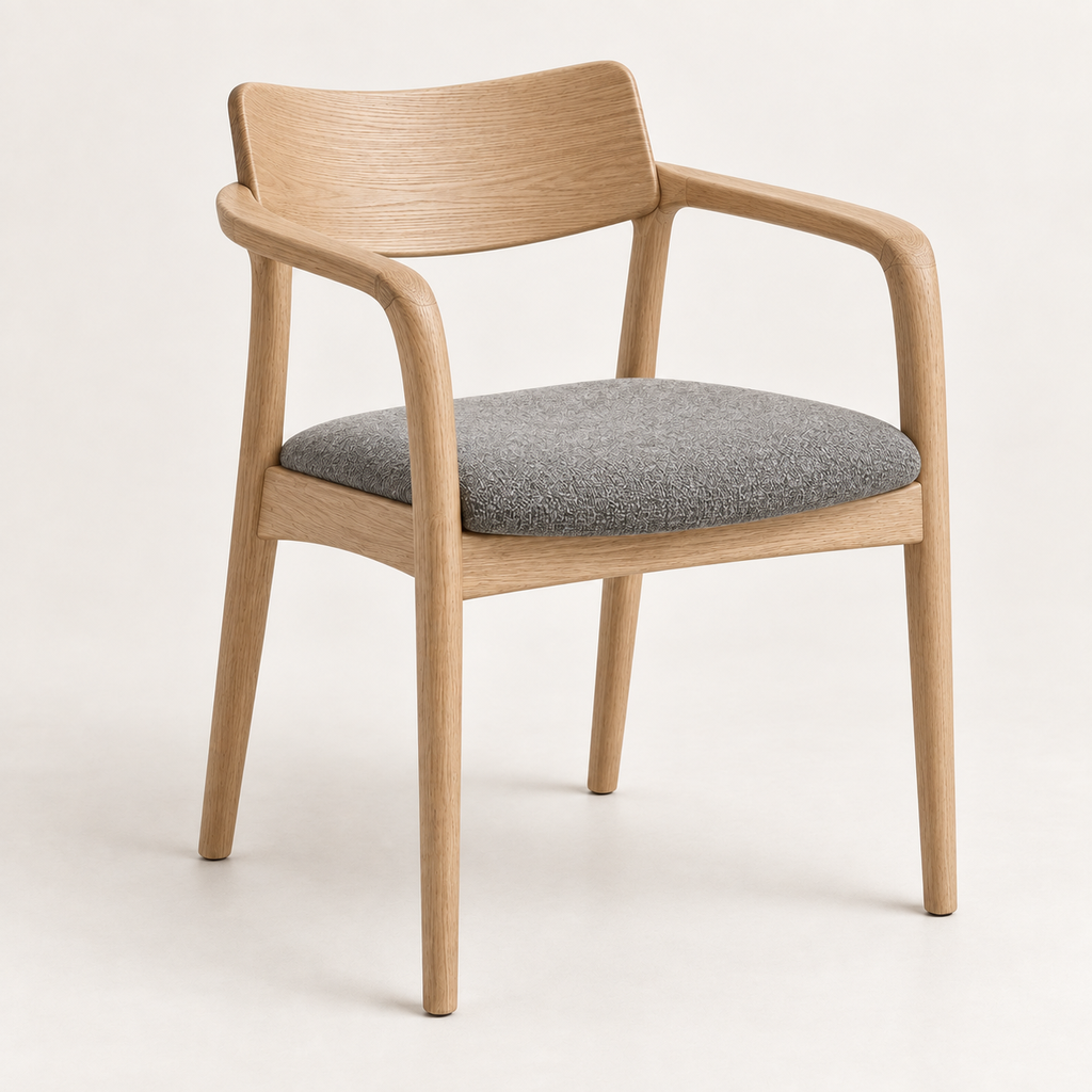 [BH-STL-004-01] Askja armstóll (Eik, Grátt)