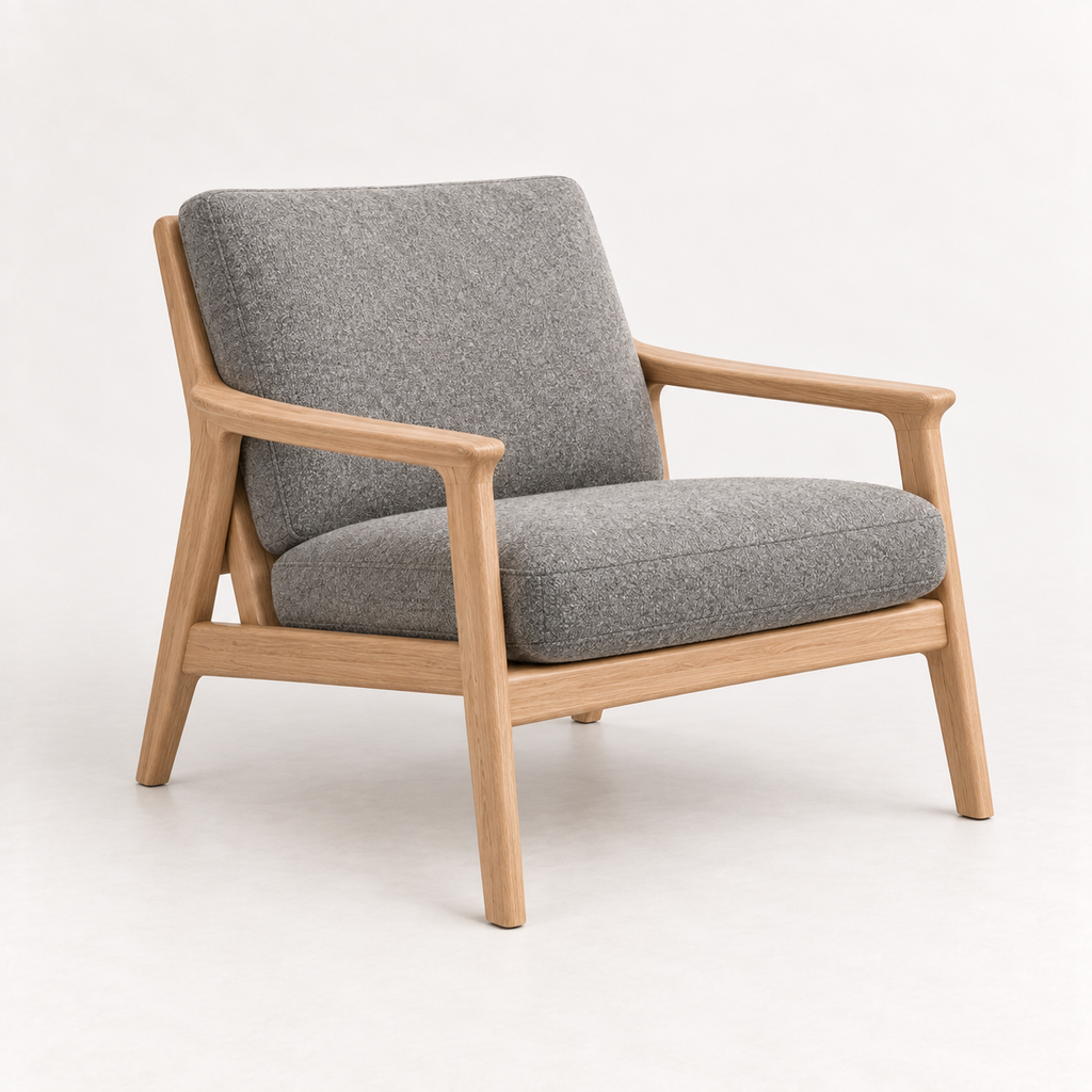 [BH-SOF-016-01] Kirkjufell Lounge Chair (Oak, Grey)