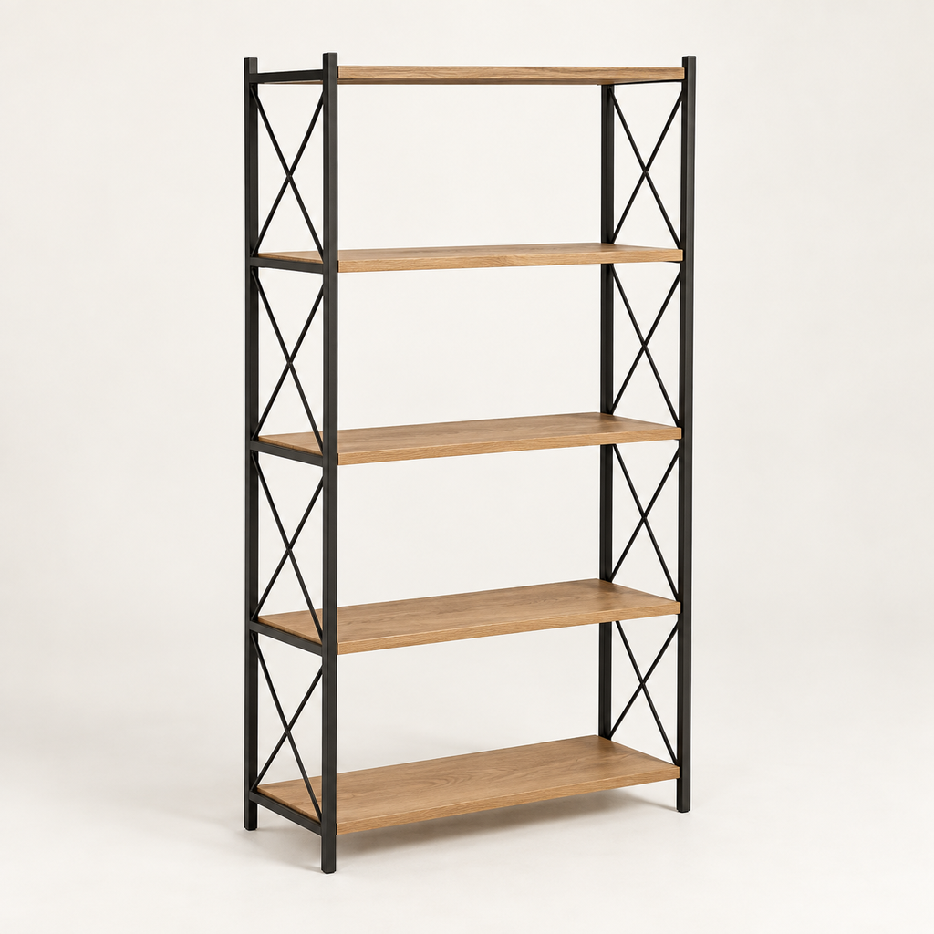 [BH-HIL-T41-01] Steel and Oak Shelving Unit