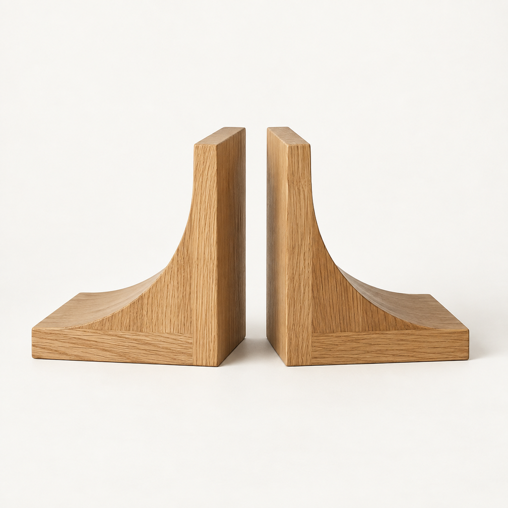 [BH-FYL-T42-01] Oak Bookends, Pair